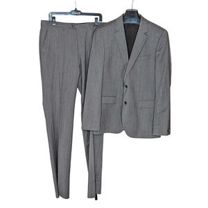 Boss Hugo Boss Virgin Wool Pantsuit 42L Gray Suit Blazer Jacket Trousers Pants